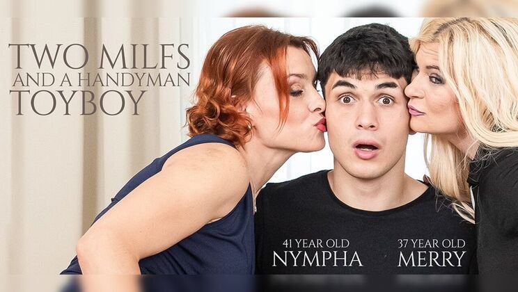 Mature.nl - Merry - Bruno Baxter - Nympha - toyboy handyman got lured into a wild threesome with 37 year old MILFs Merry and 41 year old Nympha / 20.12.2025
